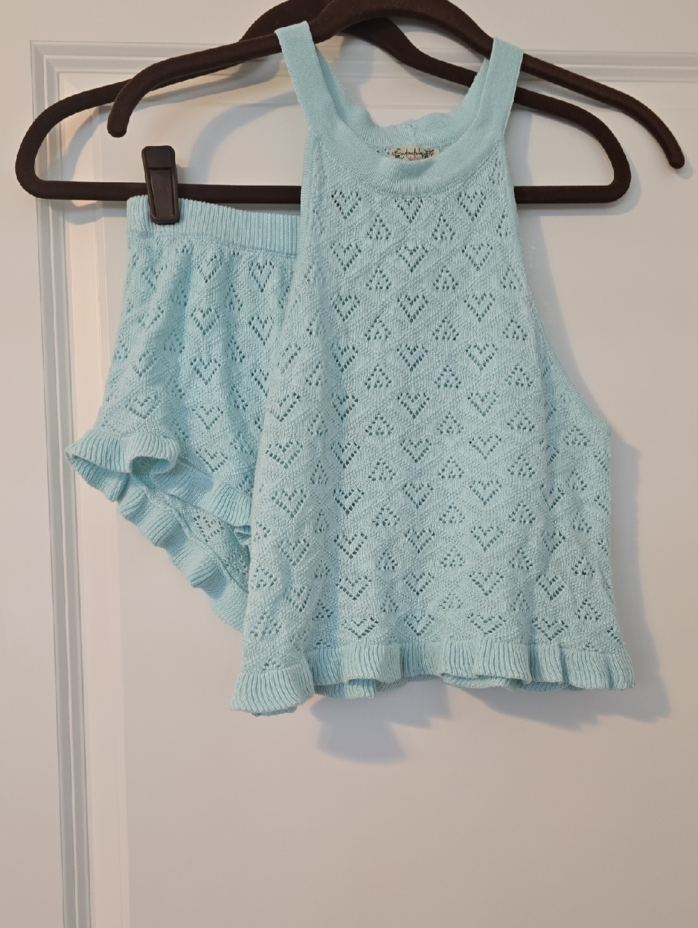Intimately By Free People Light Aqua Knit PJ Set Size XS
